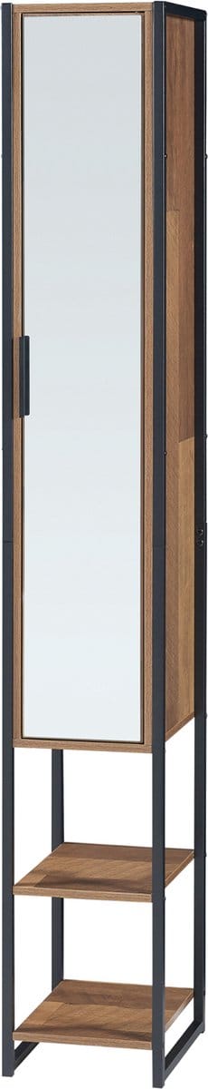 Badkamerkast Namsskogan kolomkast 160x24x30 cm walnootkleurig en zwart [en.casa]