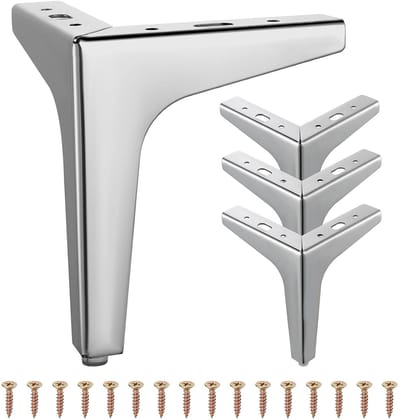 4 STKS Metalen Meubelbenen Sofa Poten - Moderne Metalen Driehoek Meubelvoeten - DIY Vervanging voor Kast Kast - Sofa Chair - Zilver - 6 inch - 15 cm