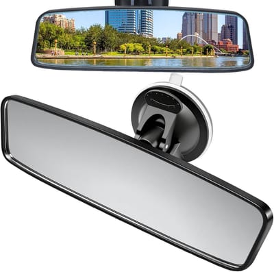panorama- en groothoekspiegel met 360° verstelbare lens en TPU-zuignap, die bestuurders van limousines, SUV's, bestelwagens en vrachtwagens helder zicht biedt (wit)
