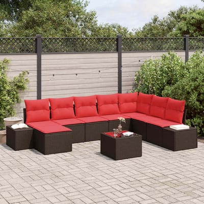 vidaXL Tuin Sofa Set 9 st Bruin poly rattan