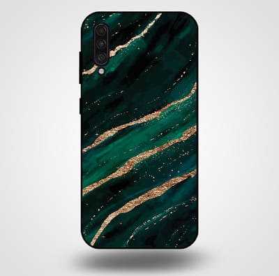 Smartphonica Telefoonhoesje voor Samsung Galaxy A30s met marmer opdruk - TPU backcover case marble design - Groen Goud geschikt voor Samsung Galaxy A30s