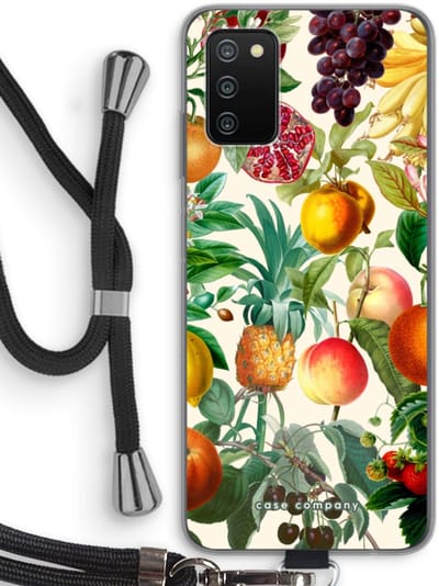 Case Company® - Hoesje met koord geschikt voor Samsung Galaxy A03S hoesje met Koord - Classic Flora - Telefoonhoesje met Zwart Koord - Bescherming aan alle Kanten en Over de Schermrand