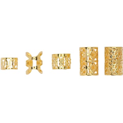 200 Pièces Bijoux de Cheveux Vikings Runes Nordiques Tresses Perles Tubes Décoration Dreadlocks Accessoires Or or