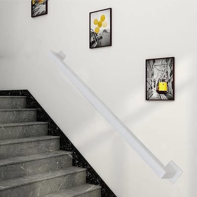Trapleuning Set - Wandmontage Leuning - Veiligheid Binnen Buiten - Roestbestendig Smeedijzer - 180cm Lengte - Wit