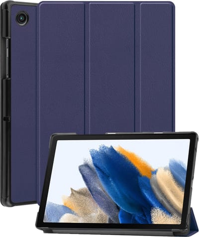Hoesje - Geschikt voor Samsung Galaxy Tab A8 - Dun & Stevig - Hardcover Book Case - Trifold Bookcase Hoes - Hard Cover - Tablethoes - Donkerblauw