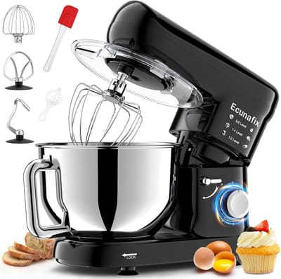 Planetaire Keukenmachine - Elektrische Mixer - Bakken en Koken - Krachtige 1500W Motor - 65 Liter Kom - Zwart