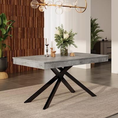 Sweiko Uitschuifbare Eettafel - 140/180 x 80 cm - Versterkt tafelblad - Metalen poten - Grijs