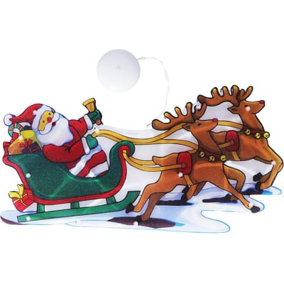 LED Kerstlicht Slee Kerstman Patroon Raam Hanglamp Batterijgevoed met Zuignap black