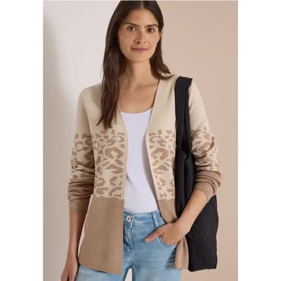 Open vest met jacquardpatroon