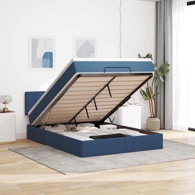 vidaXL - Bed - met - matras - 140x190 - cm - stof - blauw