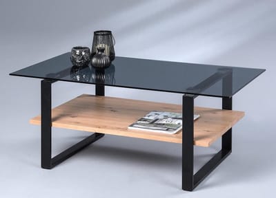 Salontafel Rechthoekig - Koffie Tafel - Woonkamer Decoratie - Mix Materialen Design - 110x60cm - Artisan Eiken