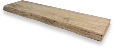 Wandplank zwevend oud eiken boomstam 80 x 20 cm - Eikenhouten wandplank - Wandplank - Zwevende wandplank - Fotoplank - Boomstam plank - Muurplank - Muurplank zwevend