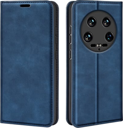 MobyDefend Hoesje - Geschikt voor Xiaomi 14 Ultra - Luxe Wallet Bookcase (Magnetische Sluiting) - Blauw