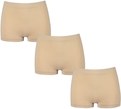 J&C Underwear 3-pack Dames katoenen boxershort 4166 Huid - maat S/M