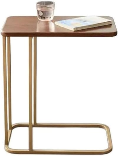 Bijzettafeltje Hout Metaal - Zijtafel Hoektafel - Woonkamer Decoratie - Stabiele Constructie - 50x30x28cm - A