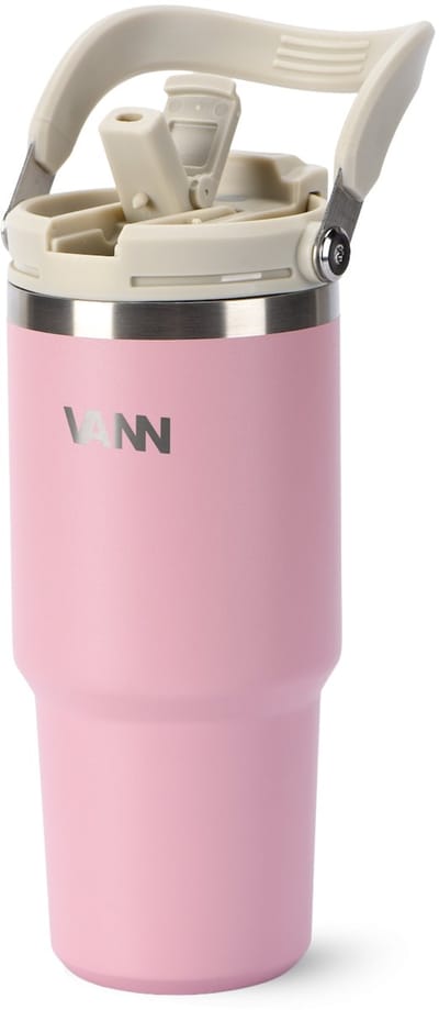 VANN® RVS Tumbler met ingebouwd rietje – Flip & Sip – Isolerende Drinkbeker met rietje en deksel – 24 uur ijsblokjes – Flow Tumbler – Pink