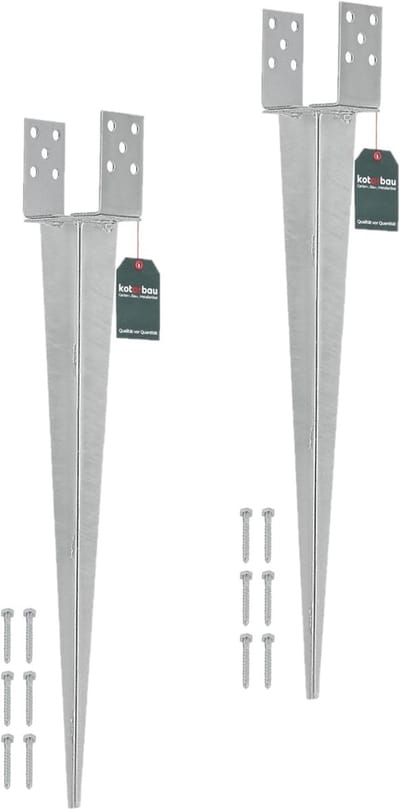 KOTARBAU® 2 Stuks Grondanker, Paalhouder, 0-120 mm, Verzinkt Staal, 70 cm, Zilver, Verstelbare Paalhouder, Paalvoet, Paalsteun, Paalanker, voor Tuinconstructies
