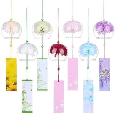 Dailygoods - Japanse Glazen Windgong - Kleurrijke Bloemen Hangers voor Tuin en Huisdecoratie