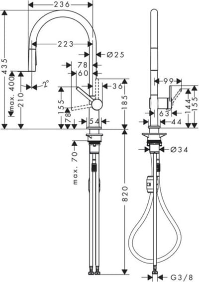 Hansgrohe M54 - Keukenkraan Talis met uittrekbare sproeikop, EcoSmart, mat zwart 72842670