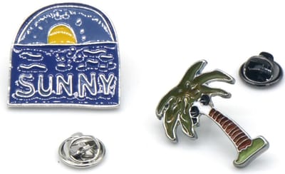 Set Sierspelden – Zon & Palmboom – Pins – Zomergevoel – 2 stuks