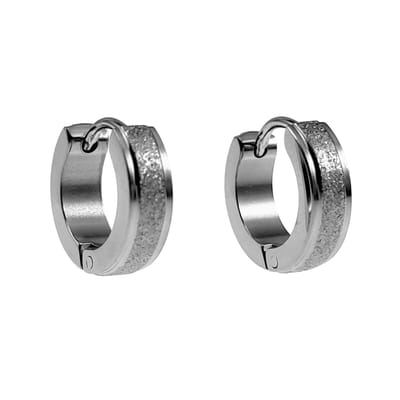 ∅13mm x 4mm Oorringen Unisex - Gepolijst RVS - Oorbellen met Zand-Design