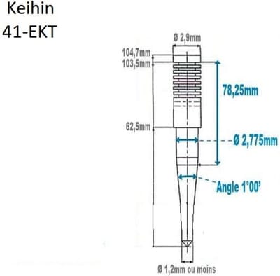 Aiguille de carburateur Keihin FCR 35 à 41mm référence 41-EKT Neuf pour moto
