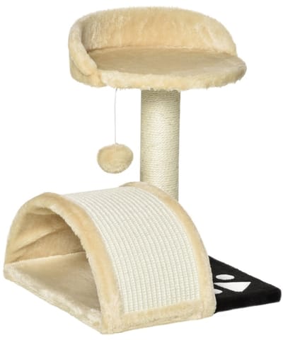 Wishdor - Kattenkrabpaal - sisal - pluche - 35,5L x 37B x 46H cm beige