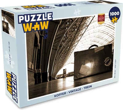 Puzzel Koffer - Vintage - Trein - Legpuzzel - Puzzel 1000 stukjes volwassenen