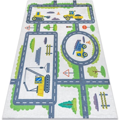 Kleden Rugsx BAMBINO 2338 tapijt wasbaar Graafmachine dieren vo 160x220 cm