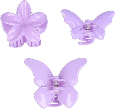 Haarsoires Haarspeld Haarklemmen 4 cm – Bloemvorm & Vlindervorm – Paars – Set van 3 - Haarclip Klem - Hair Claw - voor Opsteken Haar - Hair Clip - Decoratieve Haaraccessoire