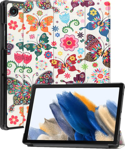 Hoesje - Geschikt voor Samsung Galaxy Tab A8 - Dun & Stevig - Hardcover Book Case - Trifold Bookcase Hoes - Hard Cover - Tablethoes - Vlinders