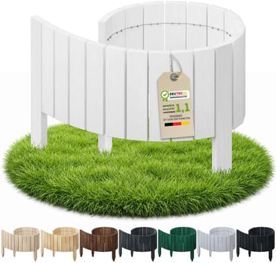 Floranica Flexibele tuinrand 10 x 100 cm wit gazonrand tuinomranding houten tuinhek rolborder