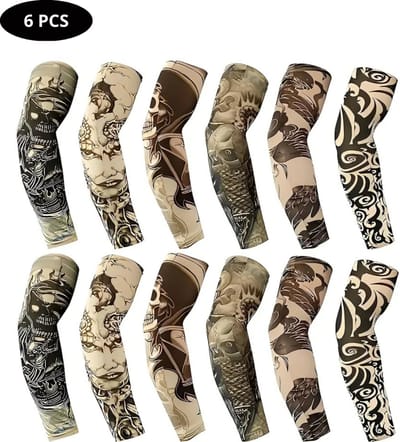 Livano Tattoo Sleeve - Voor Volwassenen - Mouw - Tatoeage - Arm Warmer - Zonbescherming - UV Beschermend - 6 Stuks