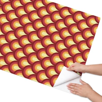 Coloray Meubel Wrap Folie - Geel Meubelfolie - 75x150 cm - Meubel Wrap Folie Retro patroon - Plakfolie Meubels - Retro Meubelfolie - Decoratiefolie Zelfklevend - Slaapkamer decoratie - Achtergronden en patronen