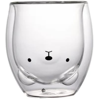 Tasse à café double en verre de 280 ml, motif ours, chat, chien, animal, transparente, mignonne, pour le lait, le jus, le thé, les fêtes d'anniversaire, verres à vin 280ML