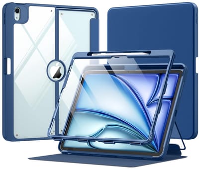 Allecto - iPad Air 13 inch hoes - Hoesje met potloodhouder - Ingebouwde screenprotector - Transparante achterkant - Magnetische standaard - Geschik...
