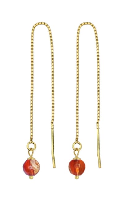 ARLIZI 2414 Doortrekoorbellen rood agaat - verguld - 6 cm