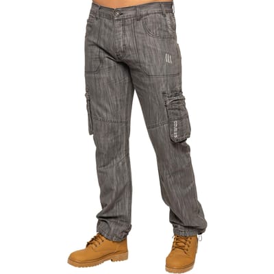 Enzo | Heren Combat Denim Jeans - Grijs