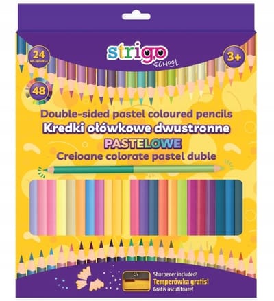 Strigo Kleurpotloden Dubbelzijdig Pastel 24 Stuks / 48 Kleuren