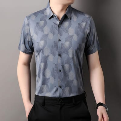 Chemise imprimée à manches courtes pour homme, nouvelle tendance d'été, ample, décontractée, respirante, en soie, patinage 4XL gray