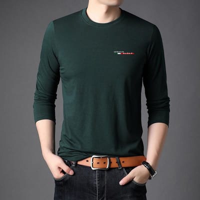 Pullover Heren T-shirt Bedrukt Katoen Heren Herfst en Winter Nieuw Lange Mouw T-shirt Heren XXXXL black