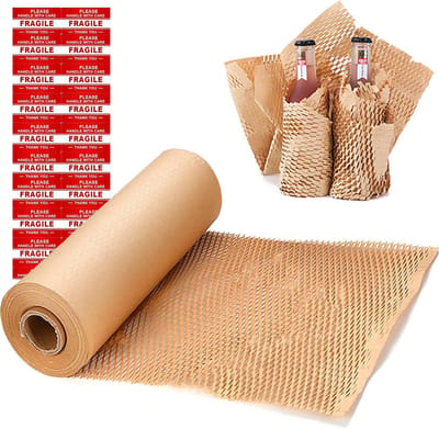 Duurzaam Honingraat Inpakpapier 38x330 cm - Biologisch Afbreekbaar Alternatief voor Bubbelplastic