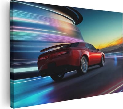 Artaza Canvas Schilderij Sportauto - 30x20 cm - Klein - Muurdecoratie Auto Mancave - Wanddecoratie Woonkamer - Kamer Accessoires