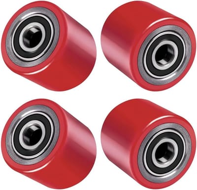 Set van 4 Polyurethaan Hefwagen Wielen 80x60 mm met As voor Heftruck