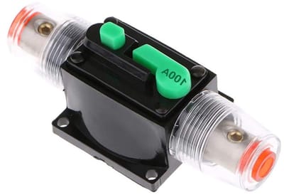 Stroomonderbreker Zekeringhouder - Automatische Schakelaar - Bescherming Elektronica - Handmatige Reset - 100 x 40 mm - Zwart Groen