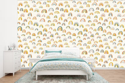 Behang - Fotobehang Regenboog - Pastel - Kinderen - Breedte 400 cm x hoogte 300 cm