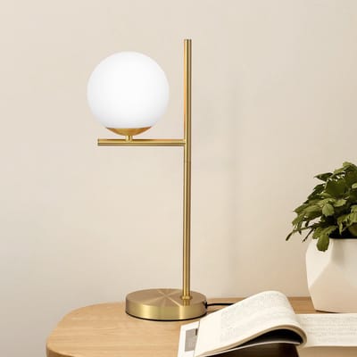 NETTLIFE Tafellamp E27 - goud - Moderne - Glas Lampenkap - Tafellamp met schakelaar - voor Woonkamer | Slaapkamer | Kinderkamer | Kantoor-excl. lichtbron