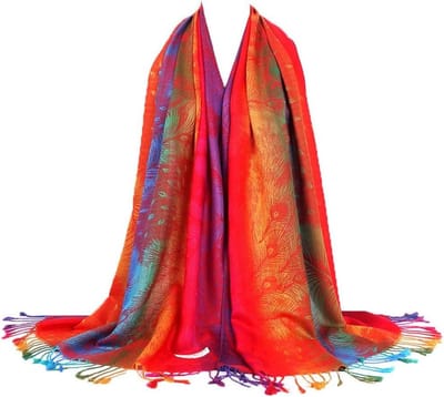 Colorful Floral Jacquard Cotton Pashmina Women Wrap Scarf Tassels Scarves - ShopVlot