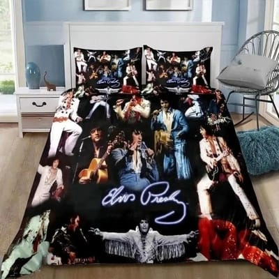 P-Presley Dekbedovertrek Retro E-Elvis Beddengoed Set Dekbed Beddengoed Set Dekbedovertrek Kussensloop King Queen Twin Maat Jongens Meisjes Volwassenen 100x135cm-2pcs gray
