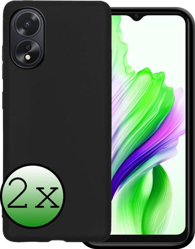 Hoesje 2 Stuks - Geschikt voor OPPO A18 - Sterk & Shockproof - Case Siliconen - Back Cover - Telefoon Hoes - Zwart